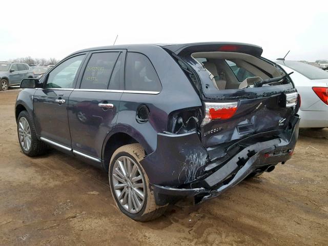 2LMDJ8JK3EBL07911 - 2014 LINCOLN MKX BLUE photo 3