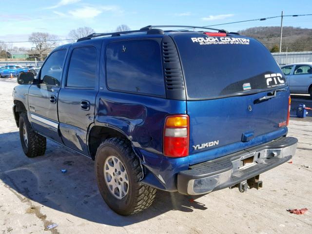 1GKEC13T31J127043 - 2001 GMC YUKON BLUE photo 3