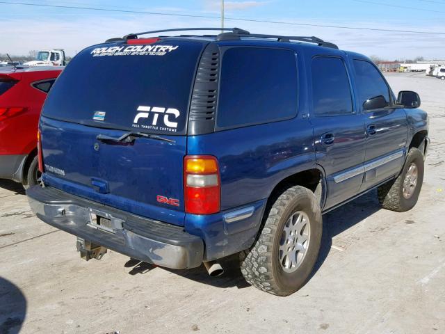 1GKEC13T31J127043 - 2001 GMC YUKON BLUE photo 4