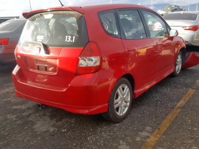 JHMGD38618S064947 - 2008 HONDA FIT SPORT RED photo 4