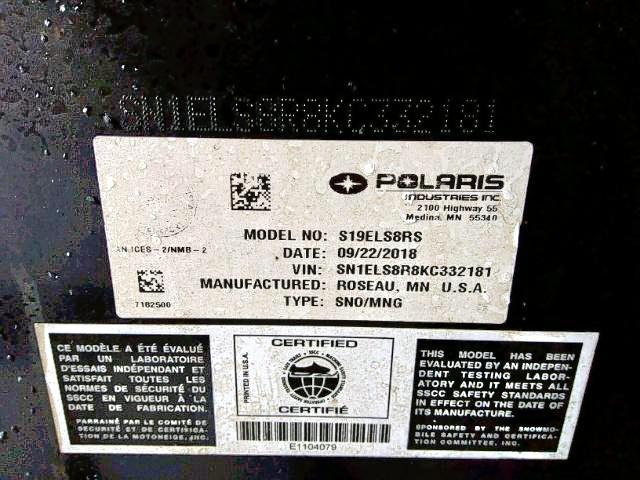 SN1ELS8R8KC332181 - 2019 POLARIS SKS BLACK photo 9