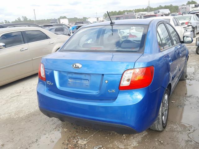 KNADH4A35A6635379 - 2010 KIA RIO LX BLUE photo 4