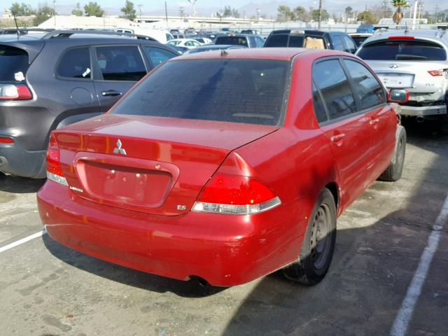 JA3AJ26E46U003998 - 2006 MITSUBISHI LANCER ES RED photo 4