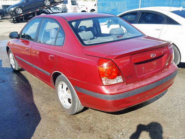 KMHDN46D85U042917 - 2005 HYUNDAI ELANTRA GL RED photo 3