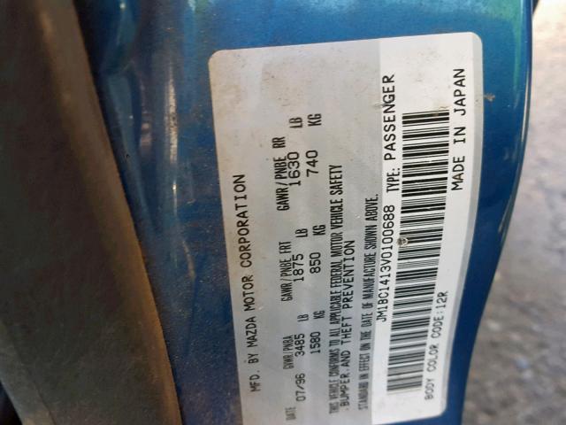 JM1BC1413V0100688 - 1997 MAZDA PROTEGE DX BLUE photo 10