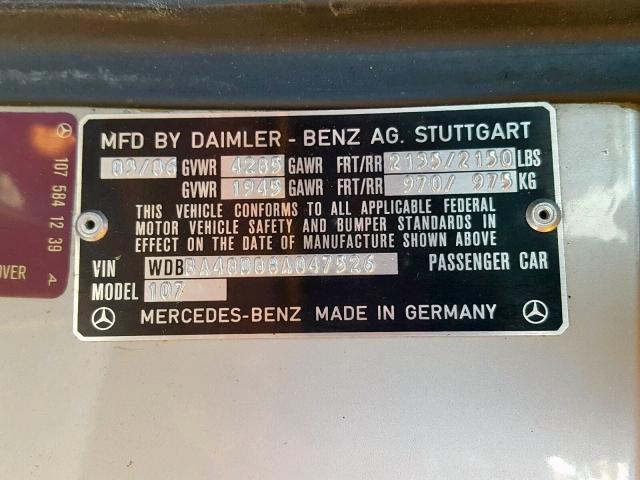 WDBBA48D8GA047526 - 1986 MERCEDES-BENZ 560 SL TAN photo 10