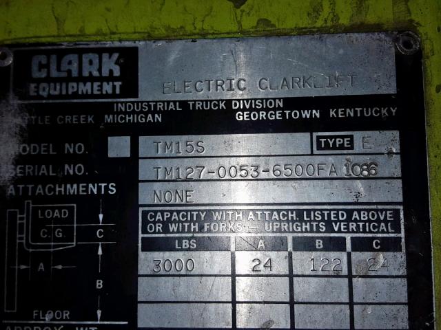 12700536500FA1086 - 1986 CLARK FORKLIFT FORKLIFT GREEN photo 10