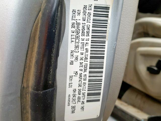 1J8HH58N36C319613 - 2006 JEEP COMMANDER Gümüş foto 10