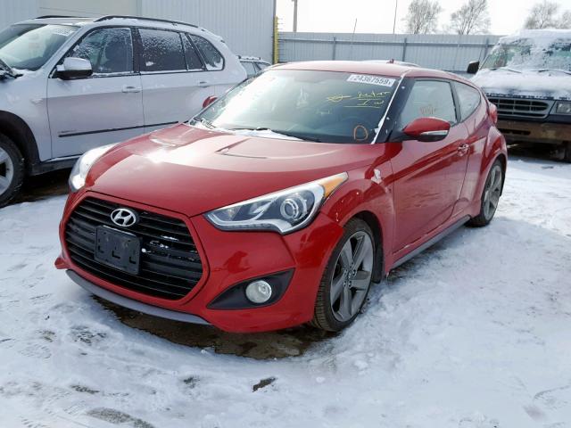 KMHTC6AE0FU219202 - 2015 HYUNDAI VELOSTER T RED photo 2