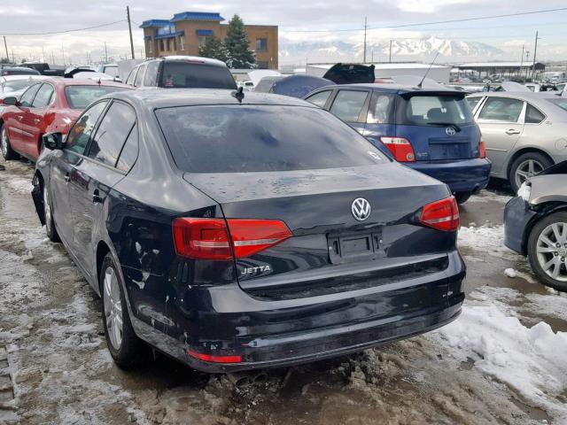 3VW2K7AJXFM353688 - 2015 VOLKSWAGEN JETTA BASE BLACK photo 3