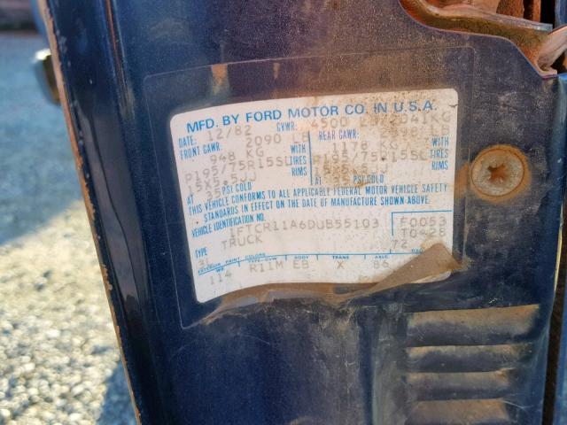 1FTCR11A6DUB55103 - 1983 FORD RANGER BLUE photo 10