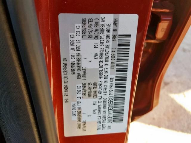 JM1DE1KY0E0185623 - 2014 MAZDA MAZDA2 SPO 红色 照片 10