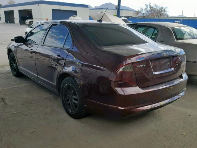 3FAHP0GA2CR144155 - 2012 FORD FUSION S BURGUNDY photo 3