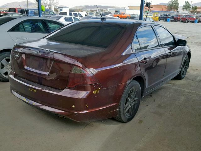 3FAHP0GA2CR144155 - 2012 FORD FUSION S BURGUNDY photo 4