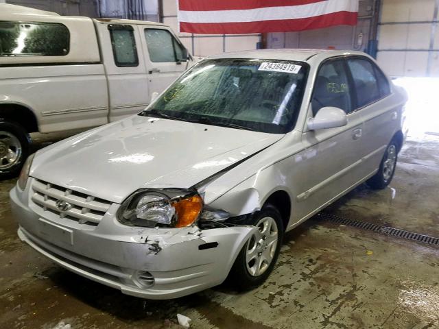 KMHCG45C44U547611 - 2004 HYUNDAI ACCENT GL SILVER photo 2