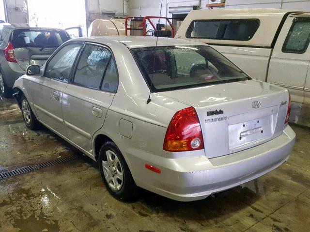 KMHCG45C44U547611 - 2004 HYUNDAI ACCENT GL SILVER photo 3