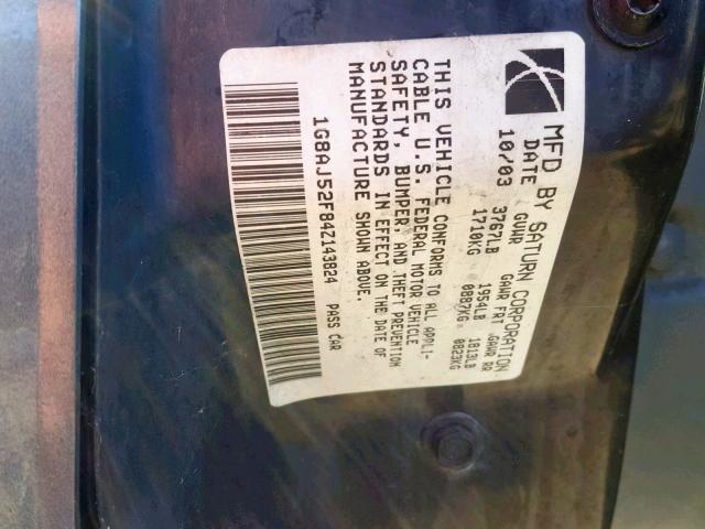 1G8AJ52F84Z143824 - 2004 SATURN ION LEVEL GRAY photo 10