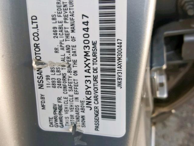 JNKBY31AXYM300447 - 2000 INFINITI Q45 BASE GRAY photo 10