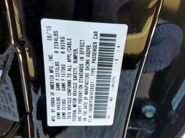 19UUB1F38FA026921 - 2015 ACURA TLX BLACK photo 10