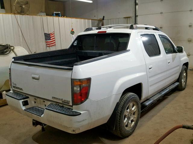 2HJYK16598H510047 - 2008 HONDA RIDGELINE WHITE photo 4