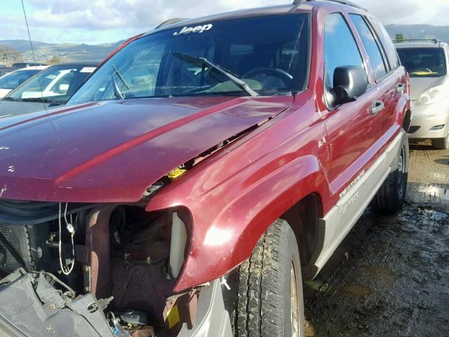 1J4GX48S32C301784 - 2002 JEEP GRAND CHER RED photo 2