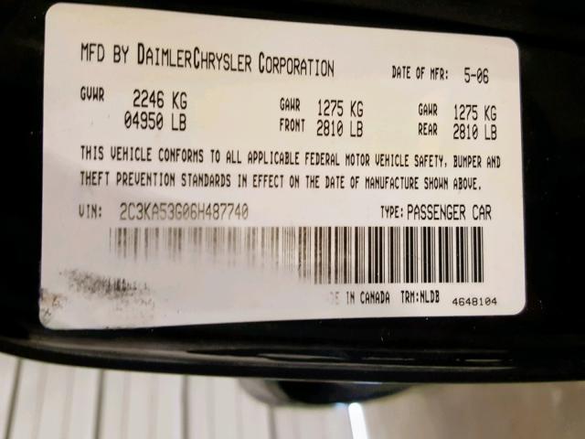 2C3KA53G06H487740 - 2006 CHRYSLER 300 TOURIN BLACK photo 10