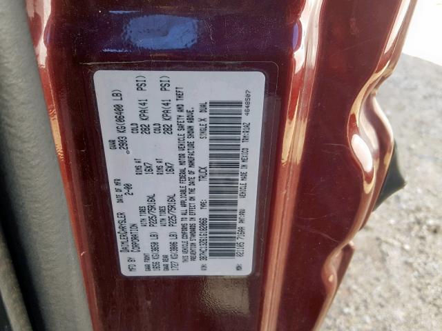 3B7HC13Z61G182066 - 2001 DODGE RAM 1500 MAROON photo 10