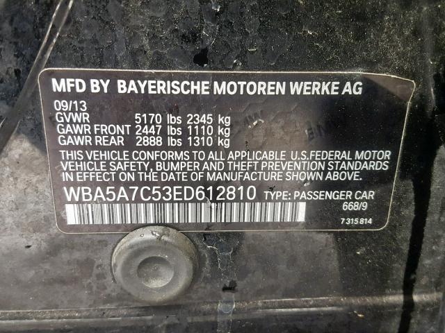 WBA5A7C53ED612810 - 2014 BMW 528 XI BLACK photo 10