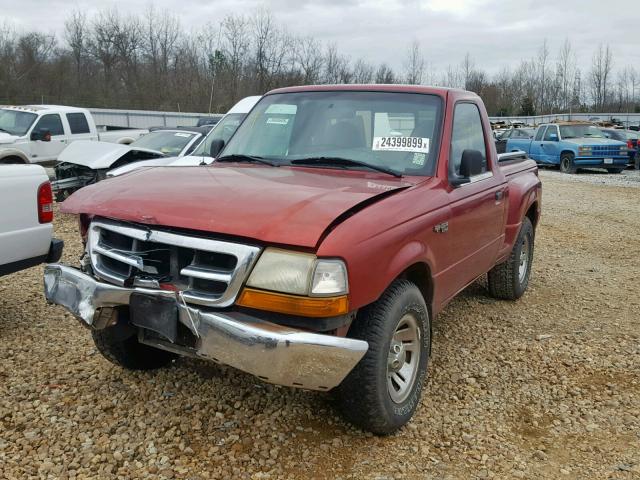 1FTYR10C8XPC05608 - 1999 FORD RANGER BURGUNDY photo 2