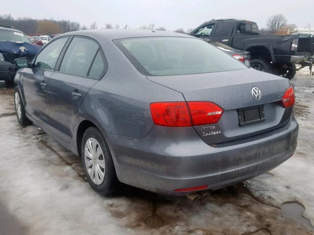 3VW2K7AJ9DM274008 - 2013 VOLKSWAGEN JETTA BASE 灰色 照片 3