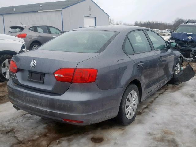 3VW2K7AJ9DM274008 - 2013 VOLKSWAGEN JETTA BASE 灰色 照片 4