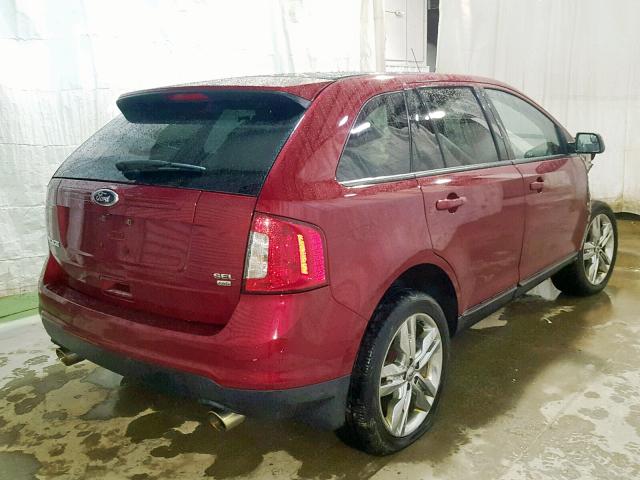 2FMDK4JC5DBE01801 - 2013 FORD EDGE SEL RED photo 4