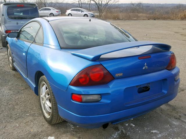 4A3AC54H62E084322 - 2002 MITSUBISHI ECLIPSE GT BLUE photo 3