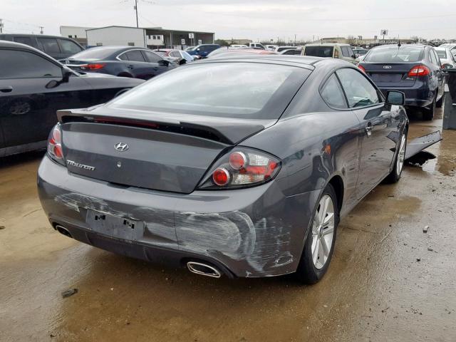 KMHHM66D87U256809 - 2007 HYUNDAI TIBURON GS CHARCOAL photo 4