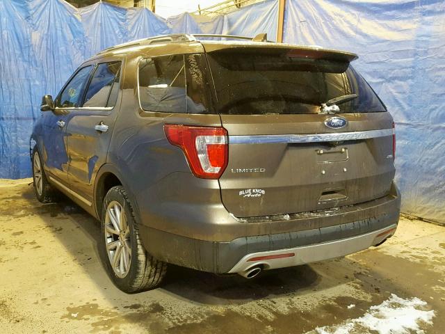 1FM5K8F81GGC06596 - 2016 FORD EXPLORER L BROWN photo 3