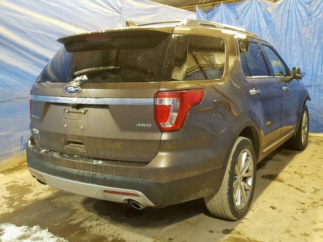 1FM5K8F81GGC06596 - 2016 FORD EXPLORER L BROWN photo 4