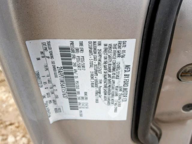 2FAFP71W56X157637 - 2006 FORD CROWN VICT SILVER photo 10