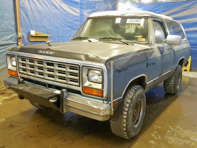 1B4GW12T2ES284203 - 1984 DODGE RAMCHARGER BLUE photo 2