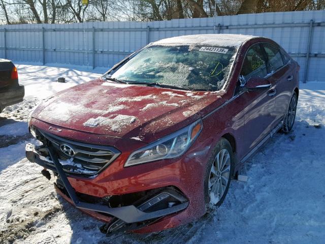 5NPE34AF1FH236174 - 2015 HYUNDAI SONATA SPO RED photo 2