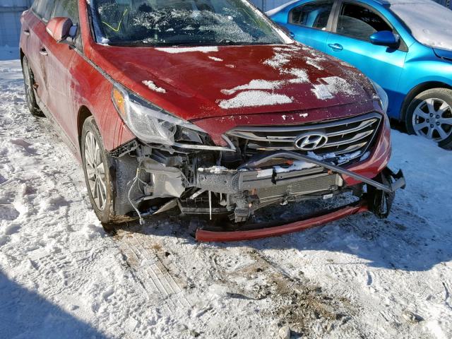 5NPE34AF1FH236174 - 2015 HYUNDAI SONATA SPO RED photo 9