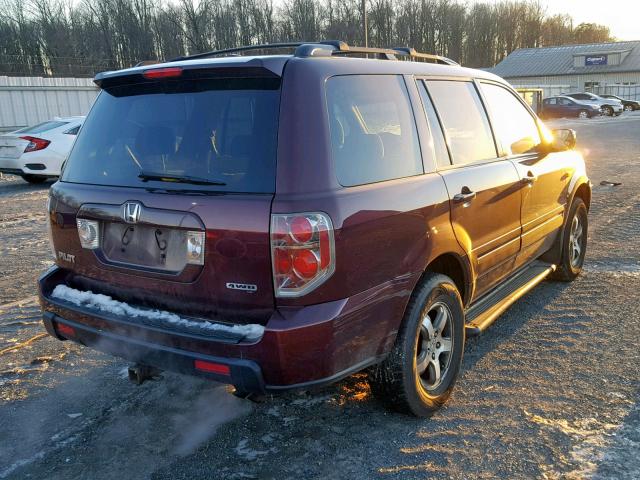 5FNYF18308B000079 - 2008 HONDA PILOT SE BURGUNDY photo 4