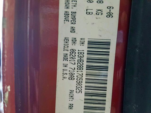 1B3HB28B17D590325 - 2007 DODGE CALIBER RED photo 10