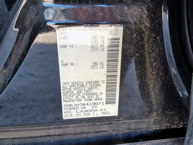 1N4BL3AP7DN419071 - 2013 NISSAN ALTIMA 3.5 BLACK photo 10