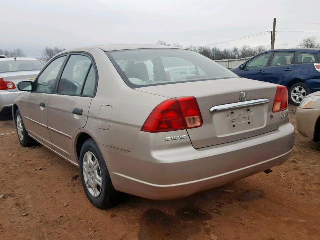 1HGES16521L008451 - 2001 HONDA CIVIC LX GRAY photo 3