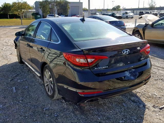 5NPE34AFXFH127003 - 2015 HYUNDAI SONATA SPO BLACK photo 3