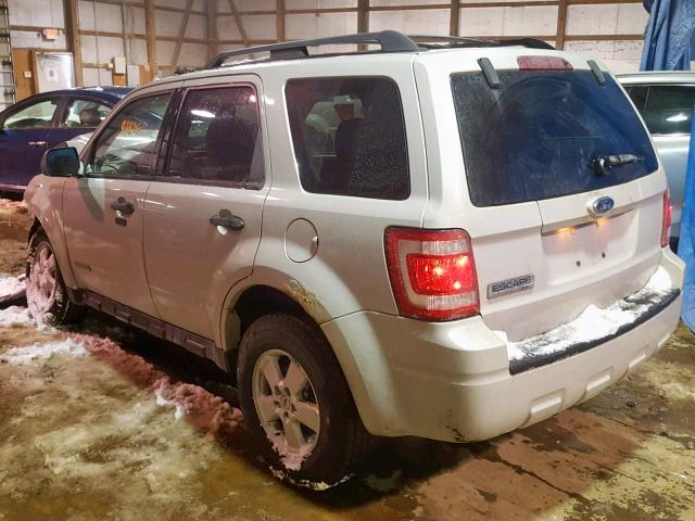 1FMCU03Z58KB85542 - 2008 FORD ESCAPE XLT WHITE photo 3