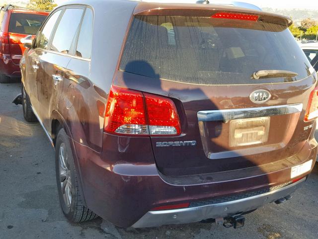 5XYKW4A24BG092550 - 2011 KIA SORENTO SX BURGUNDY photo 3