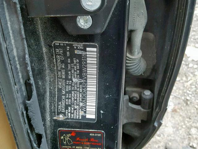 WBADD6329VBW29318 - 1997 BMW 5 SERIES 黑色 照片 10