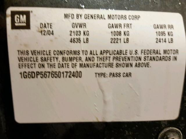 1G6DP567650172400 - 2005 CADILLAC CTS HI FEA Boz foto 10