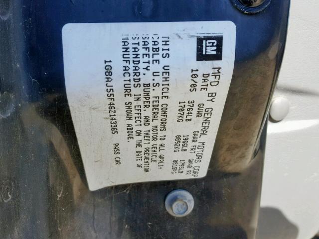 1G8AJ55F46Z143365 - 2006 SATURN ION LEVEL GREEN photo 10
